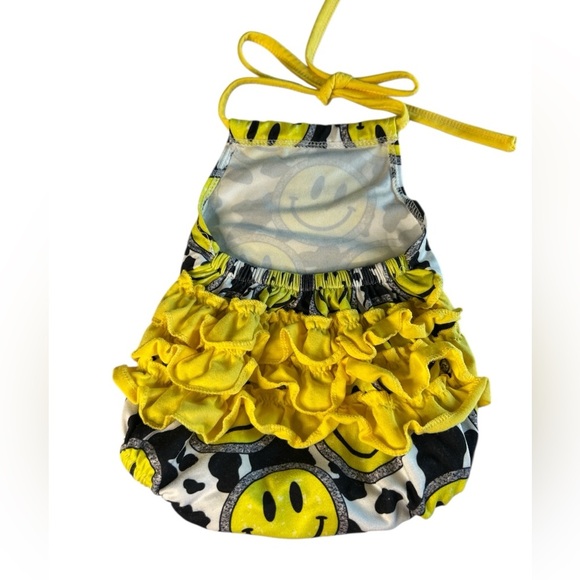 Kids Yellow Smiley One Piece Swimsuit - Picture 3 of 3